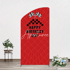 Aperturee - Aperturee Red Flag Racing Happy Birthday Boy Arch Backdrop