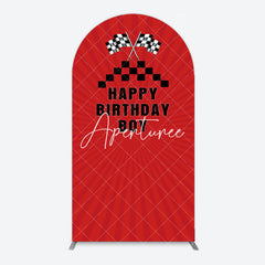 Aperturee - Aperturee Red Flag Racing Happy Birthday Boy Arch Backdrop