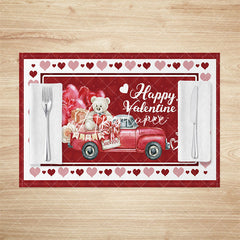 Aperturee - Aperturee Red Gifts Truck Valentines Day Set Of 4 Placemats