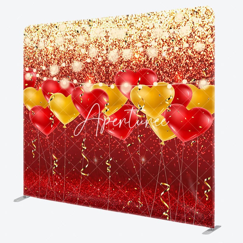 Aperturee - Aperturee Red Glitter Balloon Valentines Day Pillow Case Backdrop