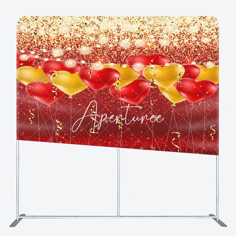 Aperturee - Aperturee Red Glitter Balloon Valentines Day Pillow Case Backdrop