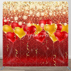 Aperturee - Aperturee Red Glitter Balloon Valentines Day Pillow Case Backdrop