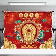 Aperturee - Aperturee Red Gold Auspicious Chinese Snake New Year Backdrop