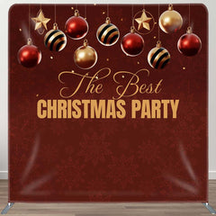 Aperturee - Aperturee Red Gold Ball Merry Christmas Pillow Case Backdrop