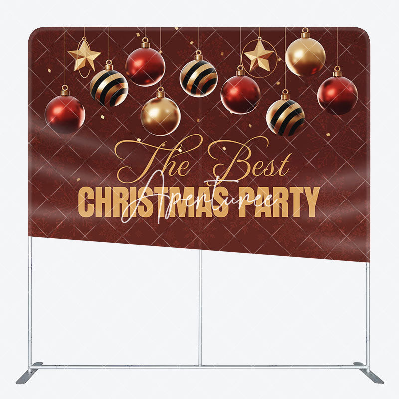 Aperturee - Aperturee Red Gold Ball Merry Christmas Pillow Case Backdrop