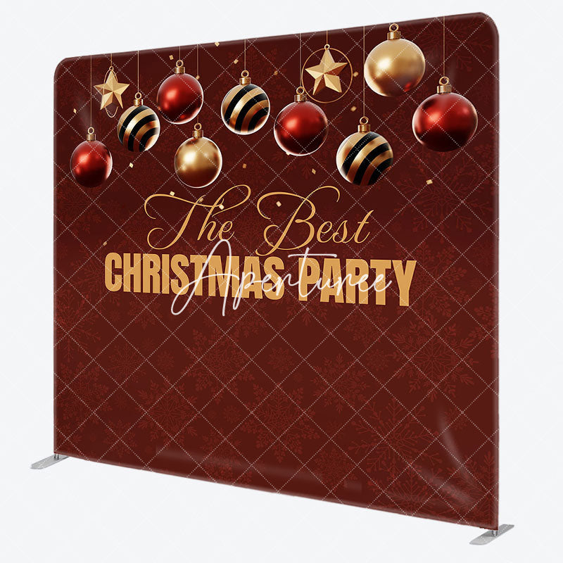 Aperturee - Aperturee Red Gold Ball Merry Christmas Pillow Case Backdrop