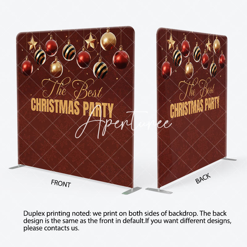 Aperturee - Aperturee Red Gold Ball Merry Christmas Pillow Case Backdrop