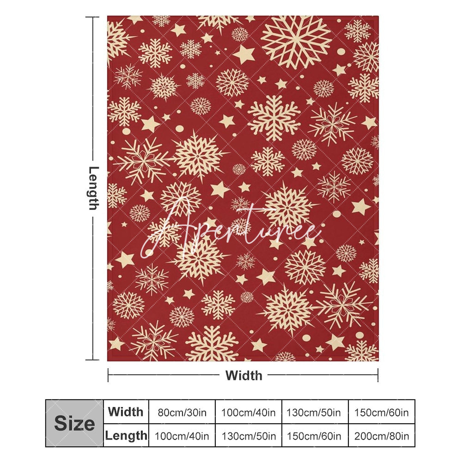 Aperturee - Aperturee Red Gold Christmas Snowflake Blanket Gift Souvenir