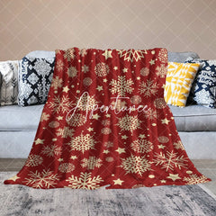 Aperturee - Aperturee Red Gold Christmas Snowflake Blanket Gift Souvenir