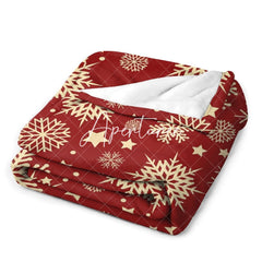 Aperturee - Aperturee Red Gold Christmas Snowflake Blanket Gift Souvenir