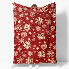 Aperturee - Aperturee Red Gold Christmas Snowflake Blanket Gift Souvenir