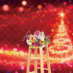 Aperturee - Aperturee Red Gold Sparkle Bokeh Xmas Trees Christmas Backdrop