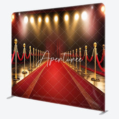 Aperturee - Aperturee Red Gold Sunlight Carpet Square Double-Sided Backdrop