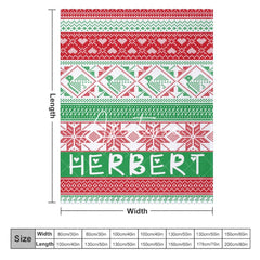 Aperturee - Aperturee Red Green Christmas Vibe Pattern Custom Name Blanket