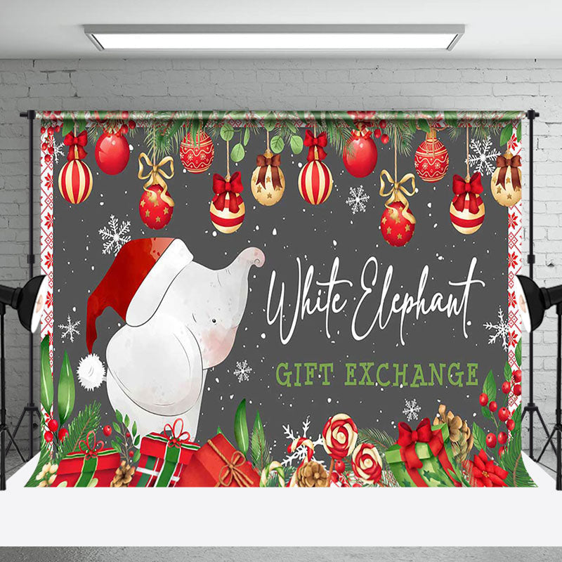 Aperturee - Aperturee Red Green White Elephant Gift Exchange Party Backdrop