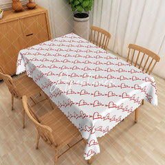 Aperturee - Aperturee Red Heart And Arrow Repeating Pattern Tablecloth