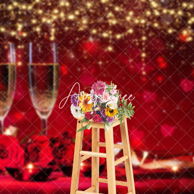 Aperturee - Aperturee Red Hearts Bokeh Lighted Valentines Day Backdrop