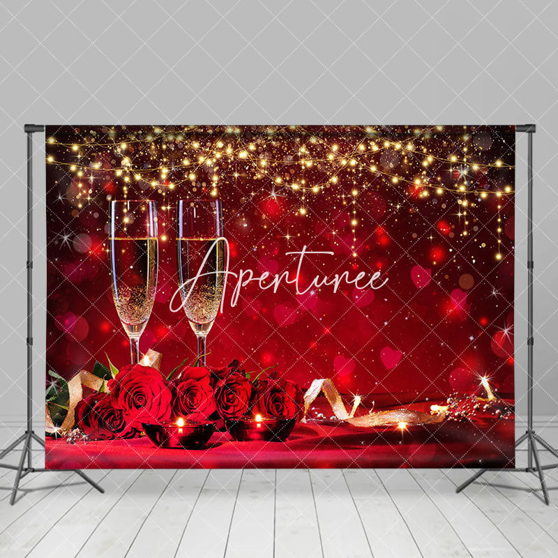 Aperturee - Aperturee Red Hearts Bokeh Lighted Valentines Day Backdrop