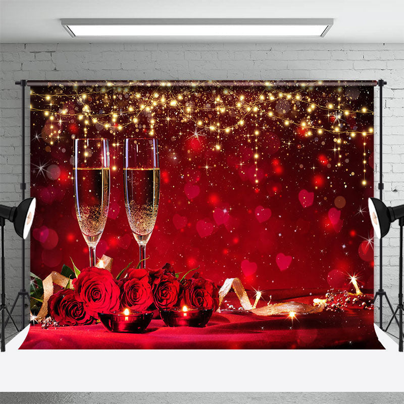 Aperturee - Aperturee Red Hearts Bokeh Lighted Valentines Day Backdrop