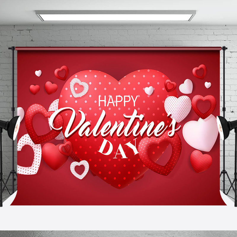 Aperturee - Aperturee Red Hearts Romantic Happy Valentines Day Backdrop