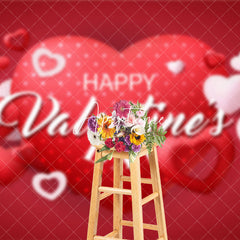 Aperturee - Aperturee Red Hearts Romantic Happy Valentines Day Backdrop