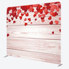 Aperturee - Aperturee Red Hearts White Wooden Texture Valentines Day Backdrop