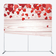 Aperturee - Aperturee Red Hearts White Wooden Texture Valentines Day Backdrop