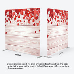 Aperturee - Aperturee Red Hearts White Wooden Texture Valentines Day Backdrop