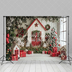 Aperturee - Aperturee Red Holiday Decor Gifts Winter Christmas Backdrop