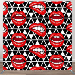 Aperturee - Aperturee Red Lipstick Black White Plaid Party Backdrop Cover