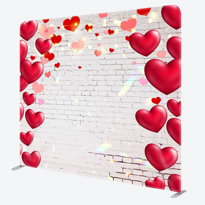 Aperturee - Aperturee Red Love And White Wall Fabric Backdrop Cover for Wedding