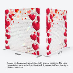 Aperturee - Aperturee Red Love And White Wall Fabric Backdrop Cover for Wedding