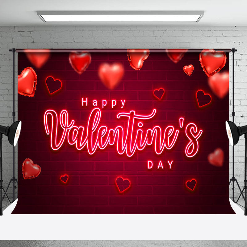 Aperturee - Aperturee Red Love Balloon Bricks Wall Valentines Day Backdrop