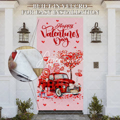 Aperturee - Aperturee Red Loving Truck Hearts Valentines Day Door Cover