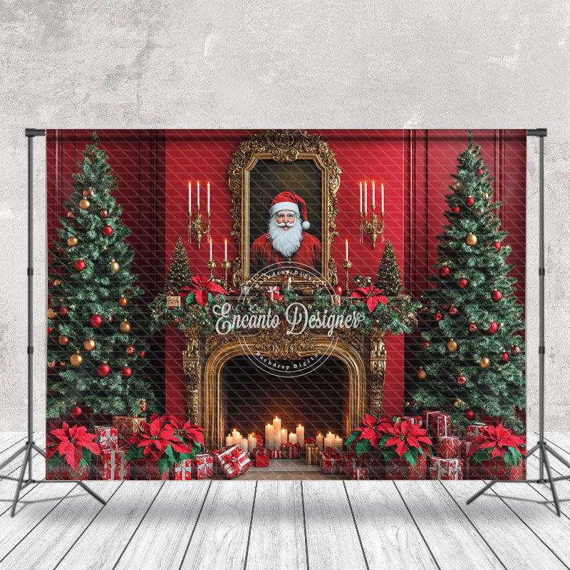 Aperturee - Aperturee Red Luxury Photo Frame Festive Christmas Backdrop