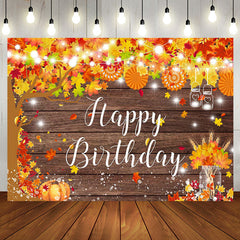 Aperturee - Aperturee Red Maples Tree Pumpkin Brown Wood Birthday Backdrop