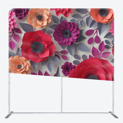 Aperturee - Aperturee Red Orange Pink Paper Flower Backdrop Cover For Decor