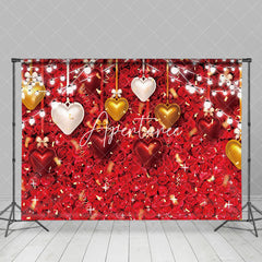 Aperturee - Aperturee Red Petal Colorful Heart Ornaments Hanging Backdrop