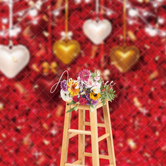 Aperturee - Aperturee Red Petal Colorful Heart Ornaments Hanging Backdrop