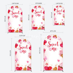 Aperturee - Aperturee Red Pink Candyland Desserts Sweet One Arch Backdrop