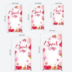 Aperturee - Aperturee Red Pink Candyland Desserts Sweet One Half Moon Arch Backdrop