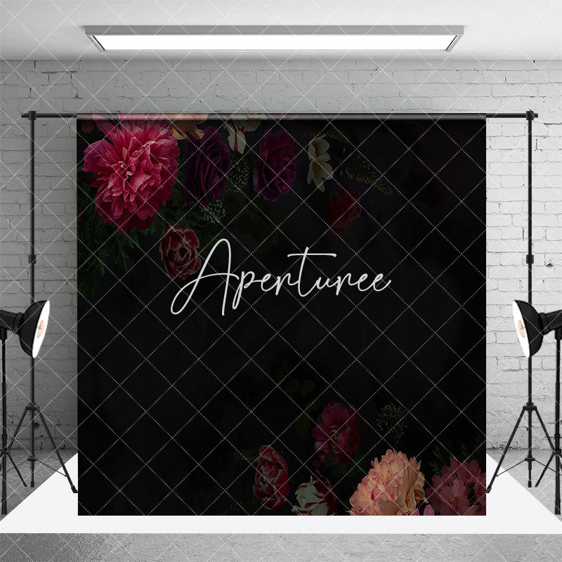 Aperturee - Aperturee Red Pink Floral Wood Floor Fine Art Room Set Backdrop