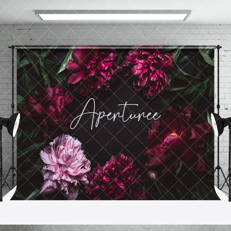 Aperturee - Aperturee Red Pink Floral Wood Floor Fine Art Room Set Backdrop