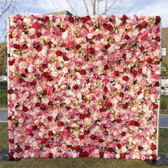 Aperturee - Aperturee Red Pink Flower Square Wall Party Backdrop Decor