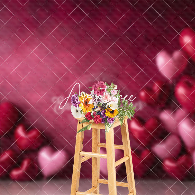 Aperturee - Aperturee Red Pink Love Heart Balloons Valentines Day Backdrop