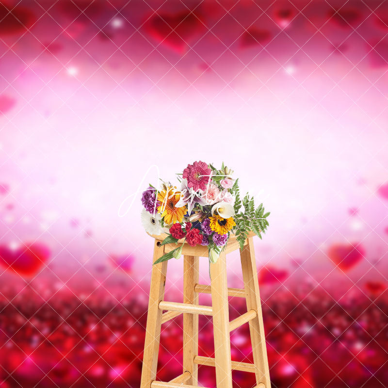 Aperturee - Aperturee Red Pink Romantic Sparkle Valentines Day Backdrop