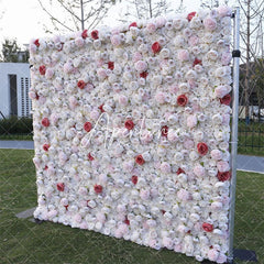 Aperturee - Aperturee Red Pink White Rose Flower Wall Backdrop For Wedding