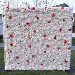 Aperturee - Aperturee Red Pink White Rose Flower Wall Backdrop For Wedding