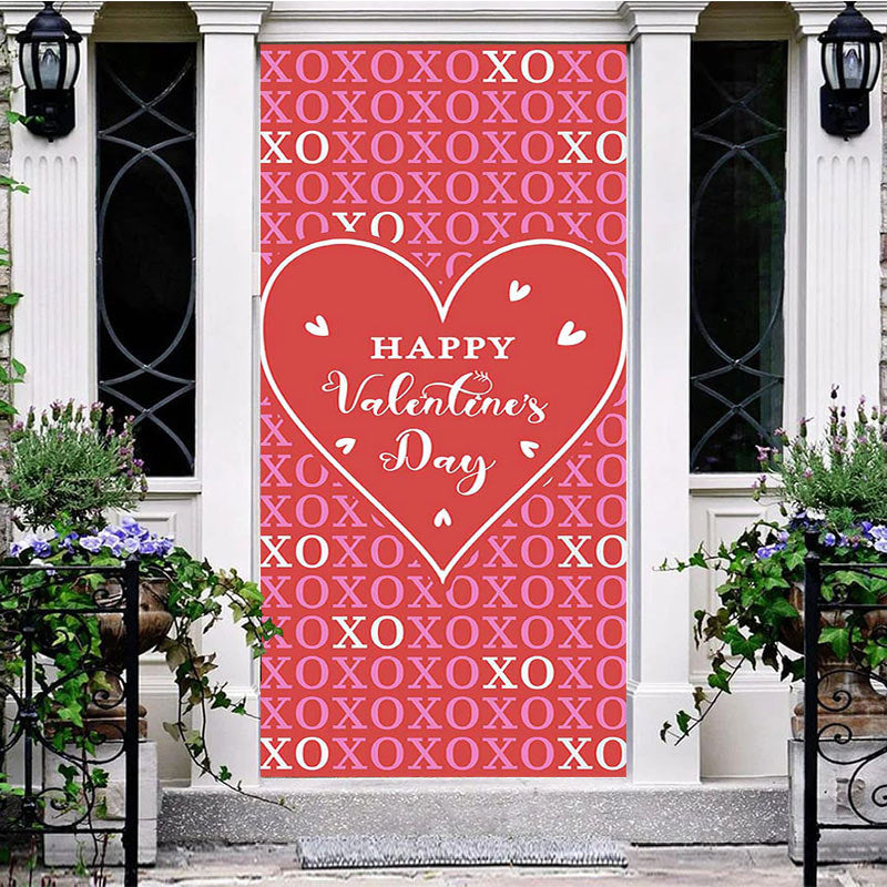 Aperturee - Aperturee Red Pink Xo Romantic Happy Valentines Day Door Cover