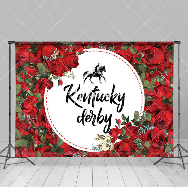 Aperturee - Aperturee Red Rose And White Kentucky Derby Backdrop For Photo